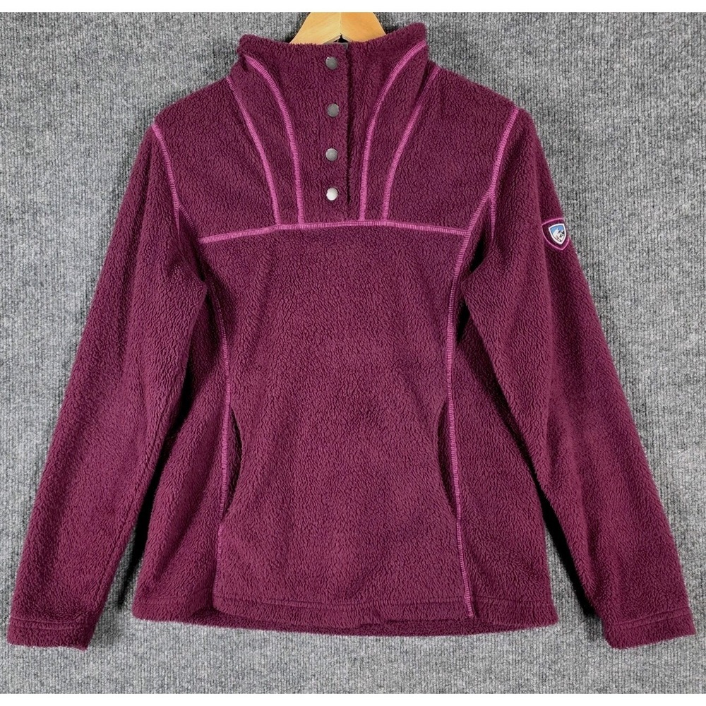 Kuhl Shirt Womens XS Avalon Purple Fleece Long Sleeve 1/4 Button Pullover